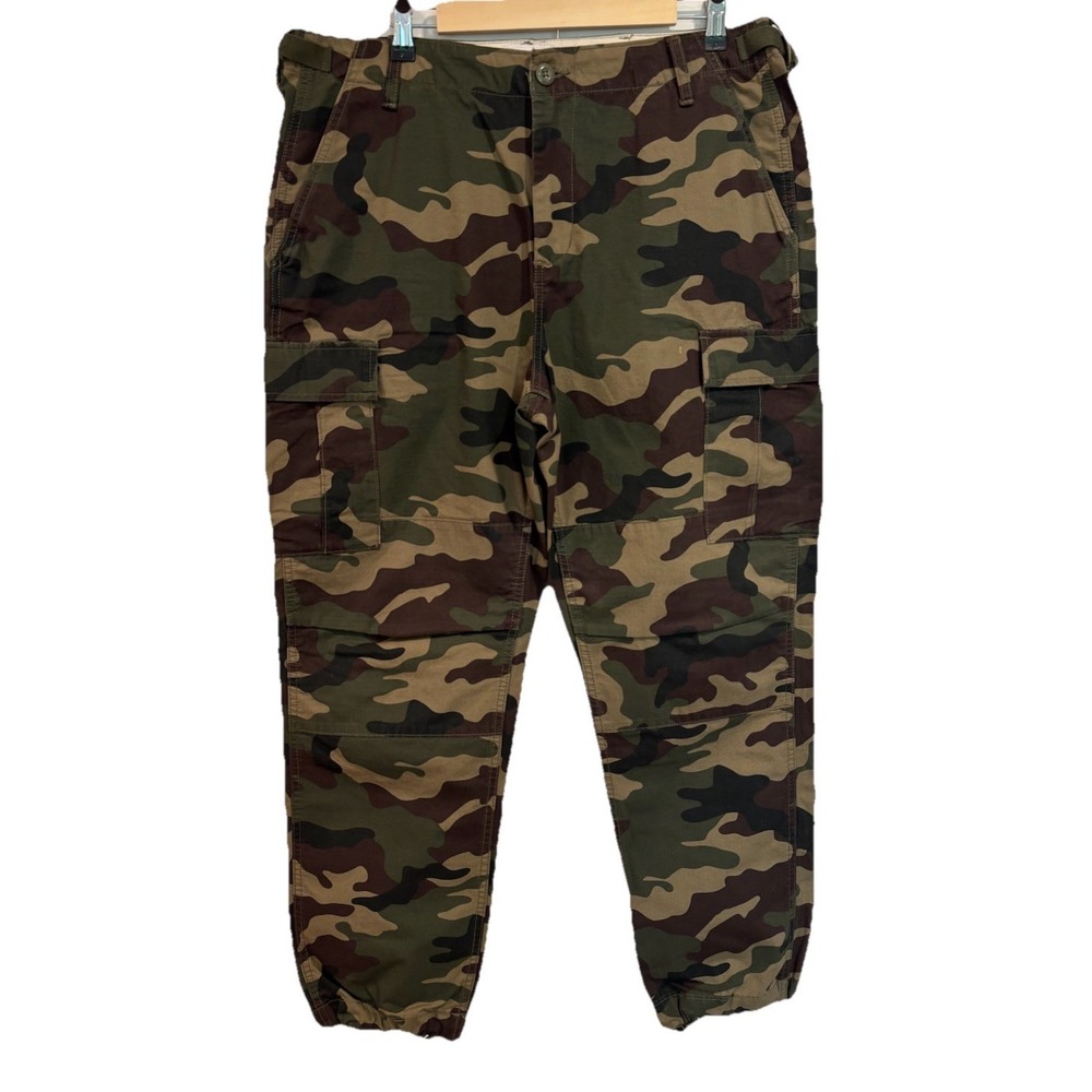 Obey Recon Camo Cargo Pants Adjustable Waist Ankle Ties Size 34x30